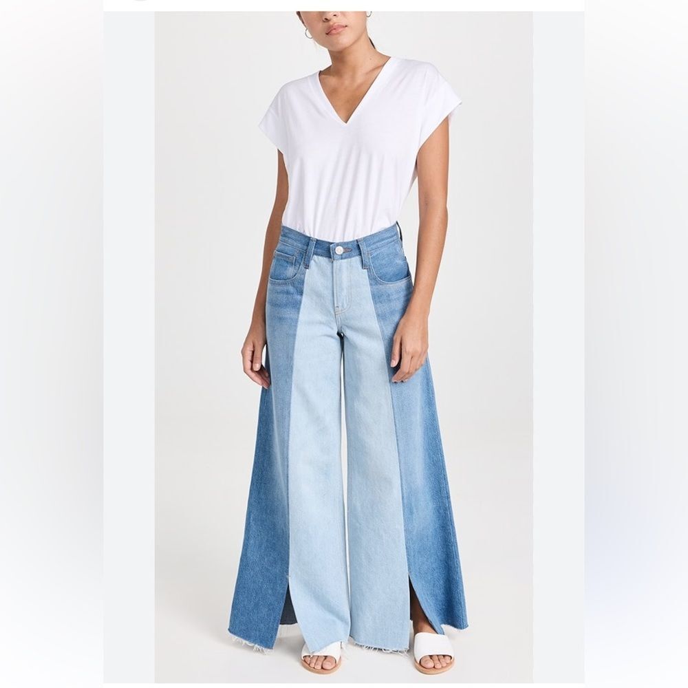 Frame Split Seam Wide Leg Jeans Two Tone Size 27